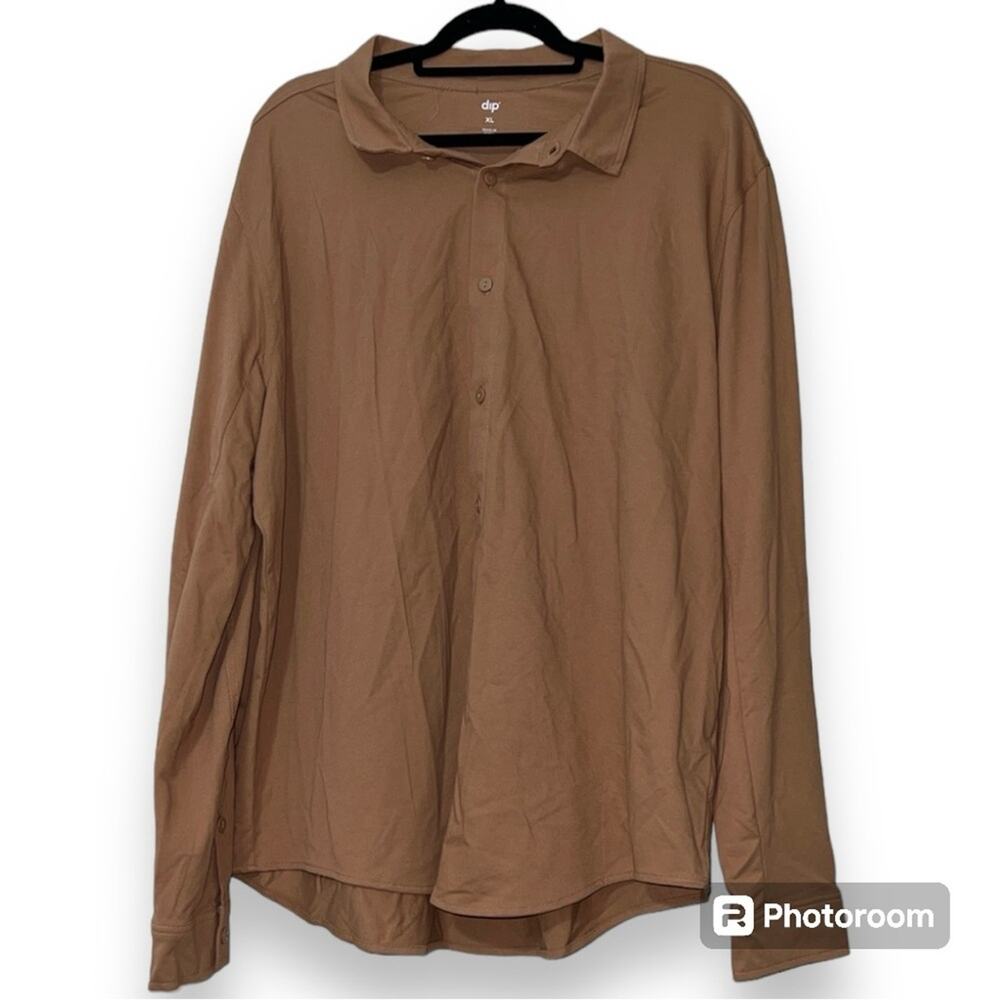 dip size XL mens casual long sleeve button down brown tan casual wear top new